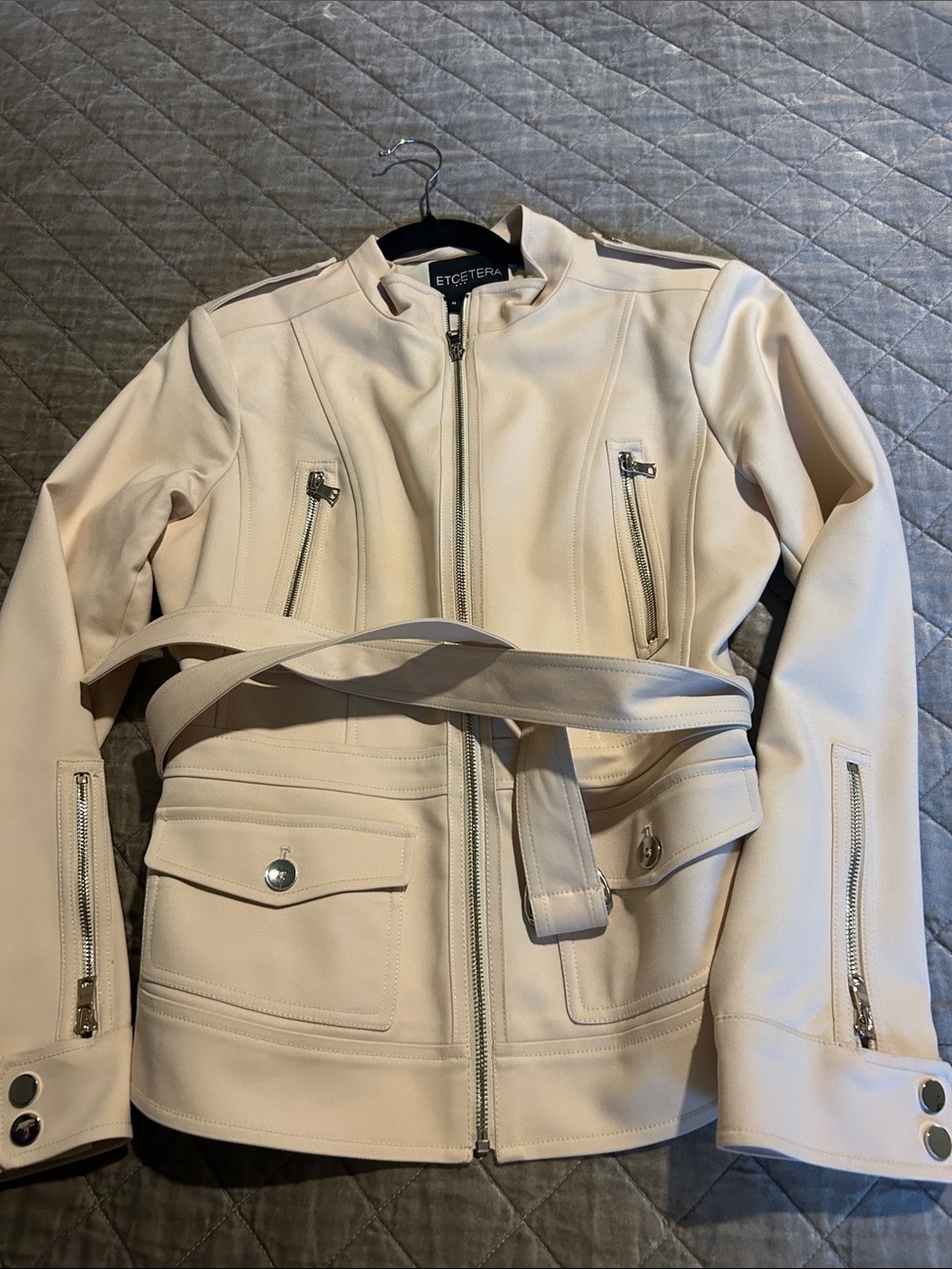Etcetera Pale Cream Belted Zip-Up Utility Jacket